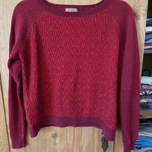 Lilla P Textured Red Crew Neck Sweater